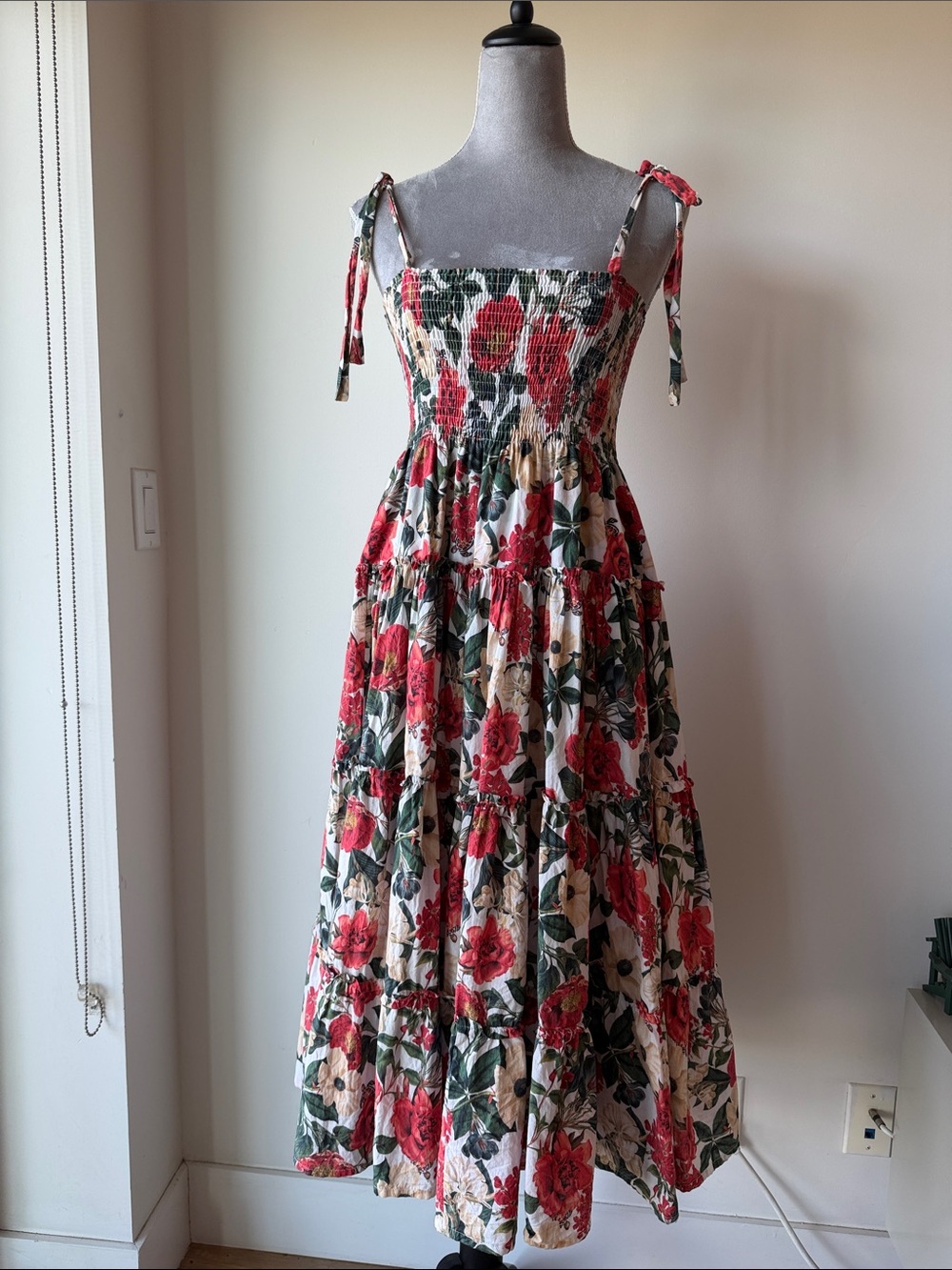 Vilebrequin Floral Maxi Dress in Red, Green, Cream